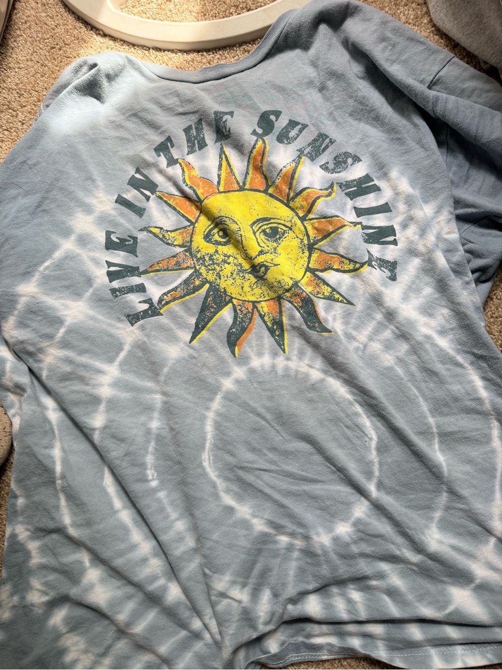 PacSun Light Blue Tie-Dye Long Sleeve with Yellow Sun Graphic